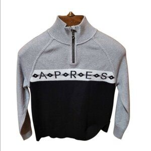 Nils Apres Ski Black & Silver Quarter Zip Sweater Size Small
